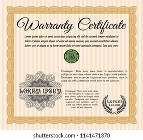 Orange Vintage Warranty template. Excellent design. Customizable, Easy to edit and change colors. Easy to print. 
