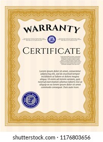 Orange Vintage Warranty template. Good design. With background. Customizable, Easy to edit and change colors. 