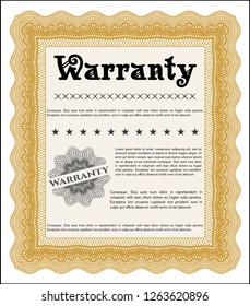 Orange Vintage Warranty template. Modern design. Customizable, Easy to edit and change colors. With guilloche pattern. 