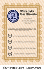 Orange Vintage Warranty template. Money design. Printer friendly. Customizable, Easy to edit and change colors. 