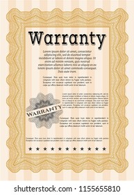 Orange Vintage Warranty template. Printer friendly. Customizable, Easy to edit and change colors. Money Pattern. 