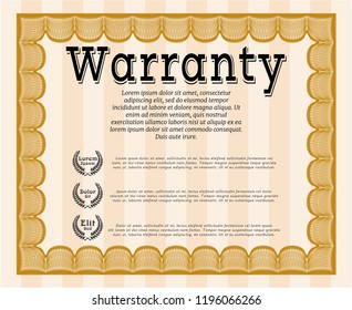 Orange Vintage Warranty template. Printer friendly. Customizable, Easy to edit and change colors. Retro design. 