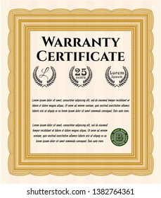 Orange Vintage Warranty template. Printer friendly. Elegant design. Customizable, Easy to edit and change colors. 