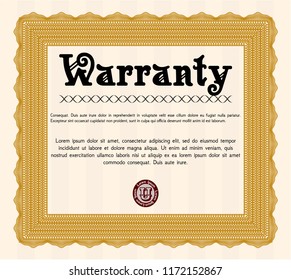 Orange Vintage Warranty template. With quality background. Money design. Customizable, Easy to edit and change colors. 