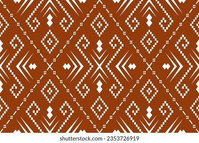 Orange vintages cross stitch traditional ethnic pattern paisley flower Ikat background abstract Aztec African Indonesian Indian seamless pattern for fabric print cloth dress carpet curtains and sarong