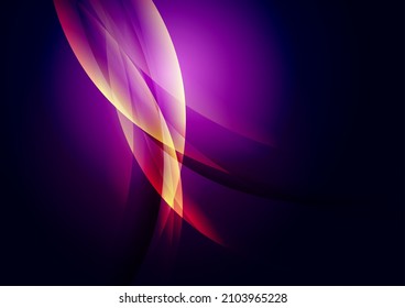 Orange and violet glowing shiny waves abstract elegant background. Vector design