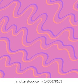 orange and violet handdrawn wavy lines on pastel pink. seamless vector pattern
