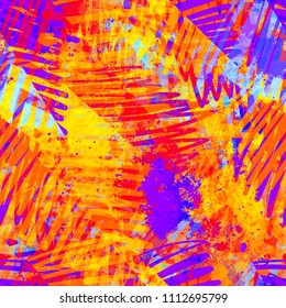 Orange, violet seamless texture from strokes and blots. Abstract vector background for web page, banners backdrop, fabric, home decor, wrapping
