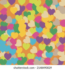 Orange Violet Simple Romantic Wedding Art. Colorful Purple Multicolor Trendy Detailed Fabric. Light Rainbow Green Saint Valentine Art Illustration. Blue Pink Hearts Love Confetti Vector Style.