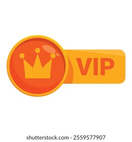 Orange vip member label featuring gold crown icon representing premium services