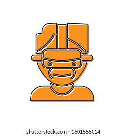 Orange Virtual reality glasses icon isolated on white background. Stereoscopic 3d vr mask.  Vector Illustration