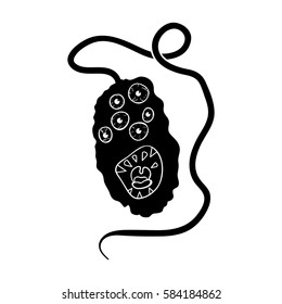 Orange virus icon in black style isolated on white background. Viruses and bacteries symbol stock vector illustration.