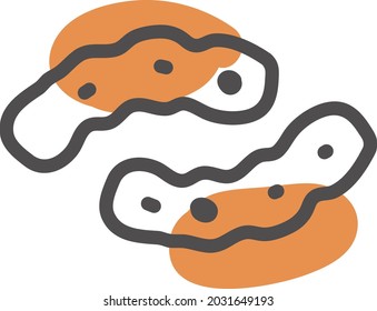 Orange-Virus, Illustration, Vektorgrafik, auf weißem Hintergrund.