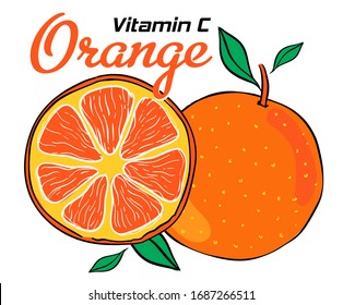 Orange with vitamin C message graphic design