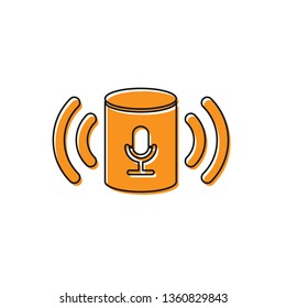 Orange Voice assistant icon isolated on white background. Voice control user interface smart speaker. Vector Illustration