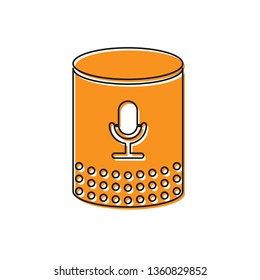 Orange Voice assistant icon isolated on white background. Voice control user interface smart speaker. Vector Illustration