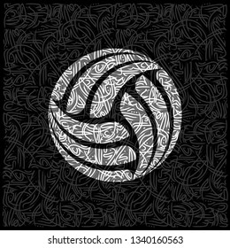 Orange volleyball symbol isolated on black background