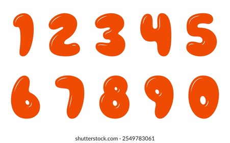 Orange volumetric numbers on a white background. Vector