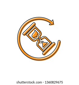 Orange Waiting icon isolated on white background. Wait time icon. Hourglass clock. Vector Illustration