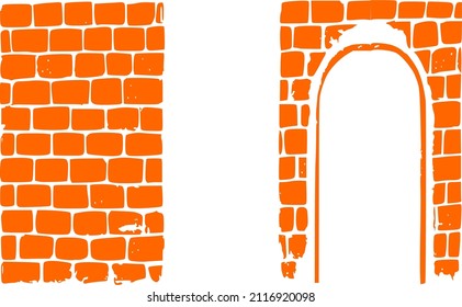 Orange wall made from bricks and the ark