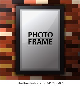 Orange wall with shadow and photo frame