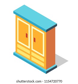 A orange wardrobe vector illustration in isometric design