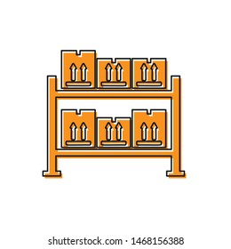 Orange Warehouse icon isolated on white background.  Vector Illustration