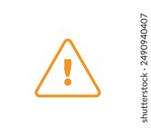 Orange Warning, attention. Vector icon. Exclamation sign, Danger Warning, Isolated, Caution icon Warning symbol. Vector illustration. Eps file 44.