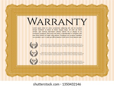 Orange Warranty. With background. Customizable, Easy to edit and change colors. Money style design. 