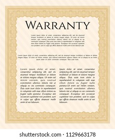Orange Warranty. With background. Money Pattern. Detailed. 