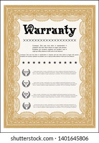 Orange Warranty. With background. Money Pattern design. Detailed. 