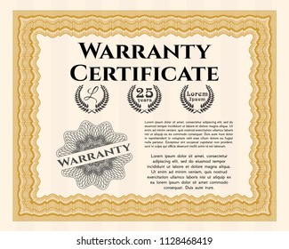 Orange Warranty. With background. Vector illustration. Cordial design. 