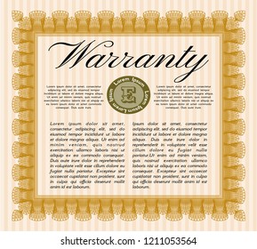 Orange Warranty. With background. Vector illustration. Superior design. 