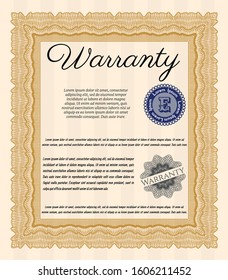 Orange Warranty. With background. Vector illustration. Elegant design. 