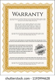 Orange Warranty. Beauty design. With guilloche pattern and background. Vector illustration. 