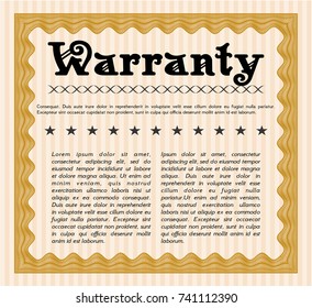 Orange Warranty Certificate template. With background. Detailed. Elegant design. 