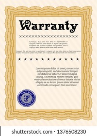 Orange Warranty Certificate template. Beauty design. Customizable, Easy to edit and change colors. With complex background. 