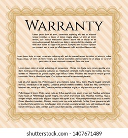 Orange Warranty Certificate template. Complex background. Vector illustration. Good design. 