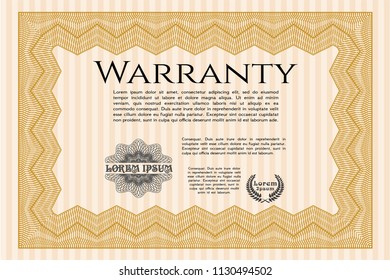 Orange Warranty Certificate template. Customizable, Easy to edit and change colors. Easy to print. Beauty design. 