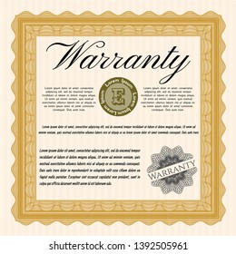 Orange Warranty Certificate template. Customizable, Easy to edit and change colors. Easy to print. Superior design. 