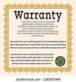 Orange Warranty Certificate template. Easy to print. Customizable, Easy to edit and change colors. Excellent design. 
