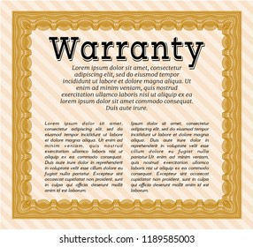 Orange Warranty Certificate template. Lovely design. Customizable, Easy to edit and change colors. Printer friendly. 