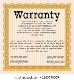 Orange Warranty Certificate template. Printer friendly. Detailed. Modern design. 