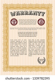 Orange Warranty Certificate template. Printer friendly. Elegant design. Customizable, Easy to edit and change colors. 