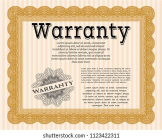 Orange Warranty. Complex background. Cordial design. Customizable, Easy to edit and change colors. 