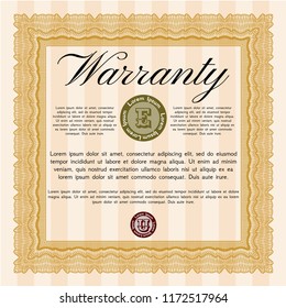 Orange Warranty. Complex background. Customizable, Easy to edit and change colors. Money design. 