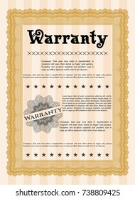 Orange Warranty. With complex background. Detailed. Artistry design. 
