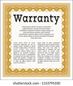 Orange Warranty. With complex linear background. Money Pattern design. Customizable, Easy to edit and change colors. 
