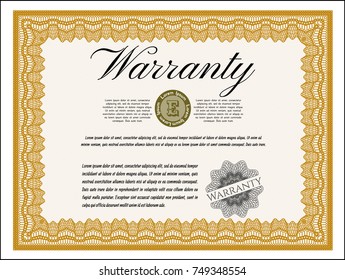 Orange Warranty. With complex linear background. Customizable, Easy to edit and change colors. Retro design. 