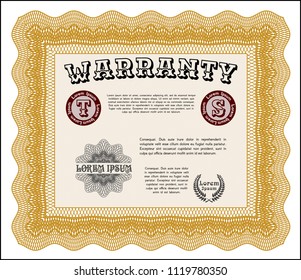 Orange Warranty. Customizable, Easy to edit and change colors. Easy to print. Money design. 